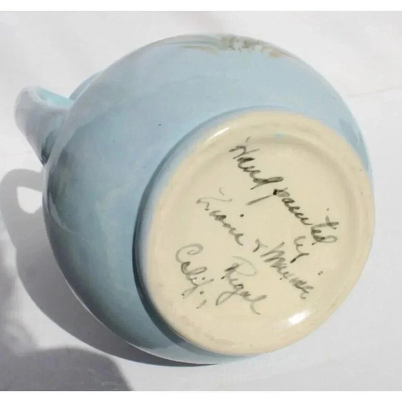 VTG Calif Regal Square Vase Planters Pot Daffodil Design Artist Signed Pottery - Picture 5 of 5